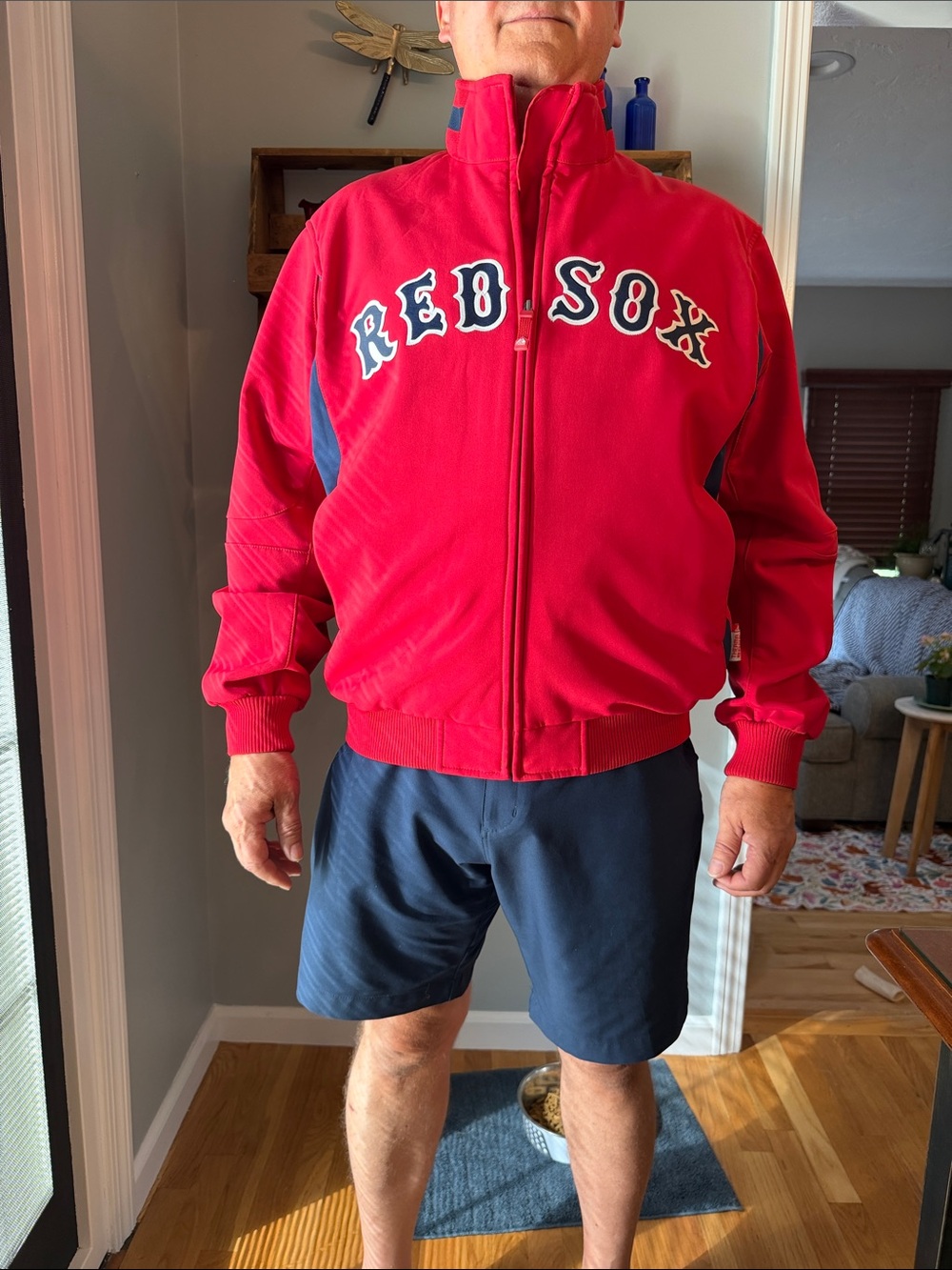 NWOT, Majestic Red Boston Red Sox Full-Zip Dugout Jacket with Navy Accents.